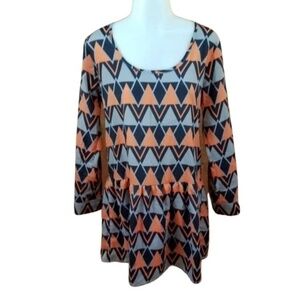collective concepts dress‎ long sleeve orange gray